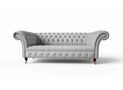 Canapé Chesterfield en textile 3 places gris Canapé Canapé Grand nouveau