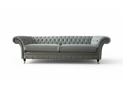 Canapé 4 places Chesterfield Canapé Rembourré Assise en tissu Gris Salon