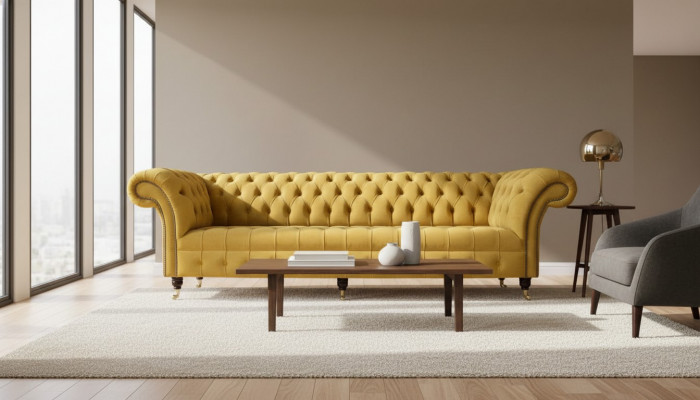 Chesterfield textile, mobilier rembourré en luxueux design de canapé, canapé 4 places neuf.