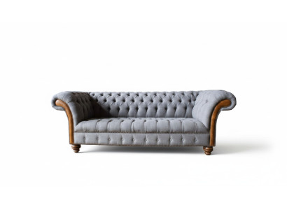 Canapé en tissu Chesterfield Canapé luxueux Tapisserie de canapé Siège Gris Textile