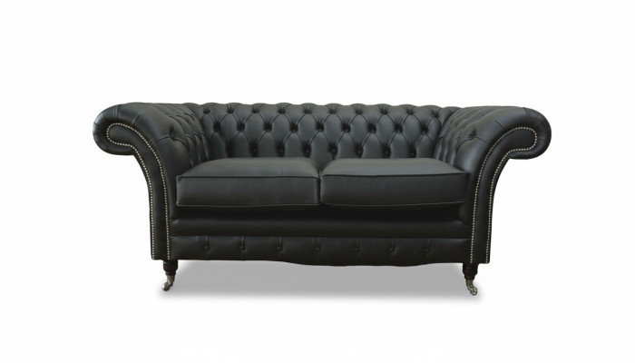 Canapé en tissu de luxe Chesterfield Canapé sofas rembourrés 2 places en cuir noir