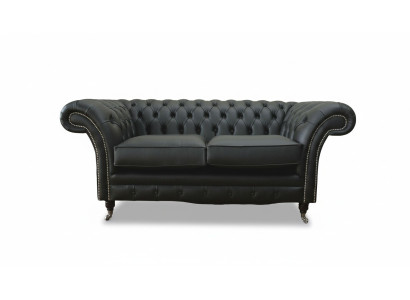 Canapé en tissu de luxe Chesterfield Canapé sofas rembourrés 2 places en cuir noir