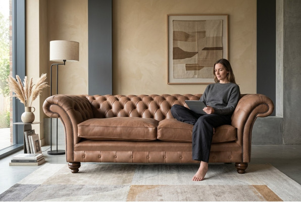 Canapé Chesterfield Design Luxe Revêtement en Cuir Classique Canapé 3 Places