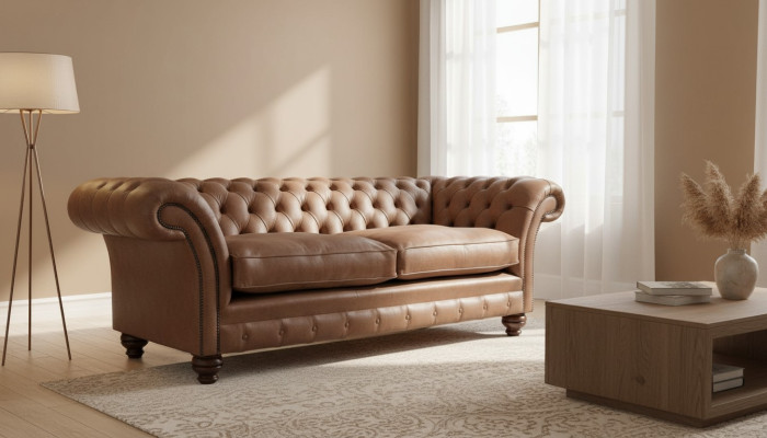 Canapé Chesterfield Design Luxe Revêtement en Cuir Classique Canapé 3 Places