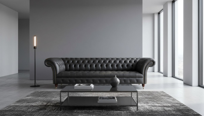 Canapé quatre places de luxe 4 places Salon Chesterfield en tissu anglais Design