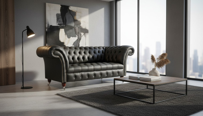 Canapé en cuir Chesterfield 2 places, revêtement de canapé, designer de canapés