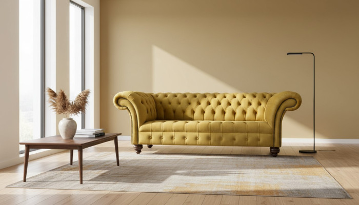 Canapé 3 places Canapés Siège Canapé Rembourrage Canapé Chesterfield Trois places Textile