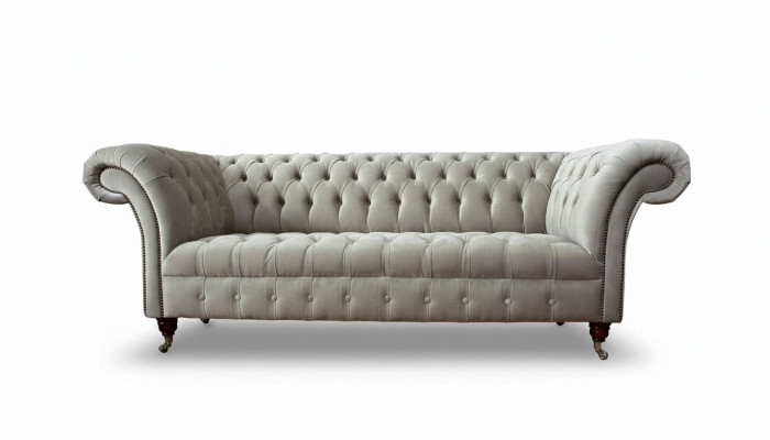 Canapé Chesterfield 3 places Tissu Canapés Canapés Canapé Trois places Gris nouveau
