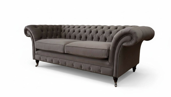 Canapés Fauteuils Canapé trois places en tissu Gris Chesterfield neuf
