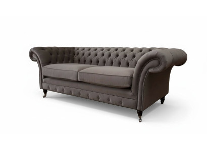 Canapés Fauteuils Canapé trois places en tissu Gris Chesterfield neuf