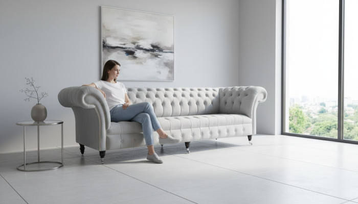 Canapé Chesterfield 4 places Canapés designer Canapé en tissu Tissu d'ameublement