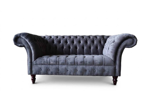 Canapé 2 places canapé Design rembourrage textile tissu gris Chesterfield neuf