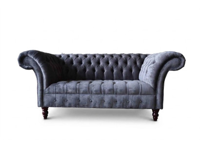 Canapé 2 places canapé Design rembourrage textile tissu gris Chesterfield neuf