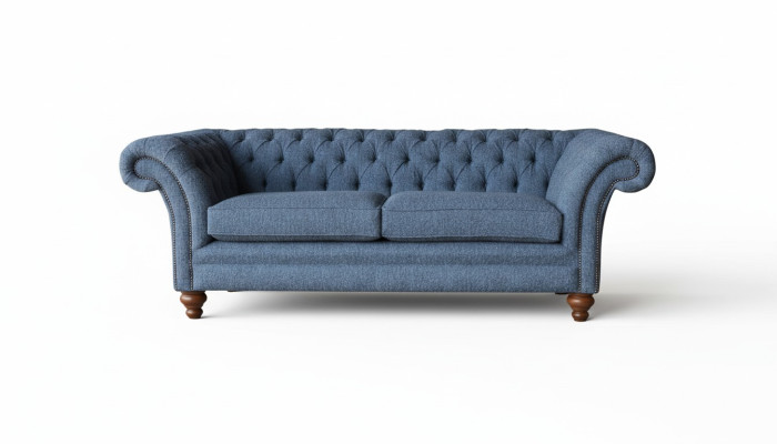 Canapé Chesterfield anglais pour bureau trois places en velours de 230 cm