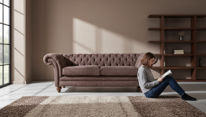 Grand canapé Chesterfield anglais de style classique R, 3 places, revêtement 230cm