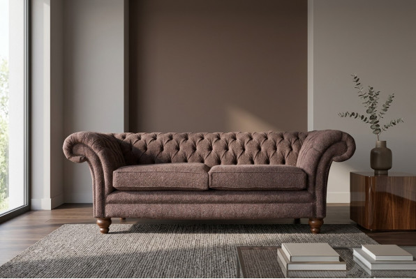 Grand canapé Chesterfield anglais de style classique R, 3 places, revêtement 230cm