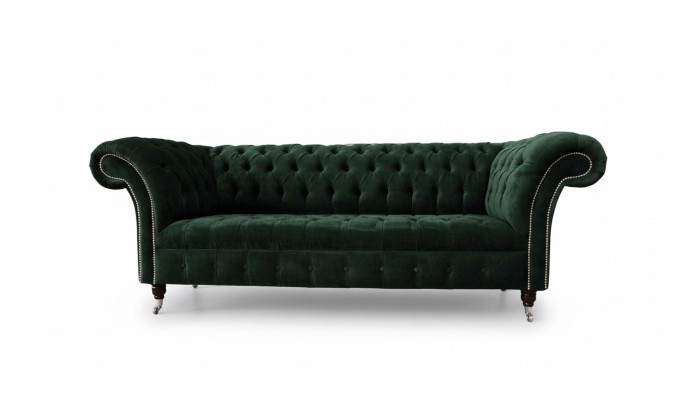 Canapé vert trois places de luxe, design de siège de canapé trois places.