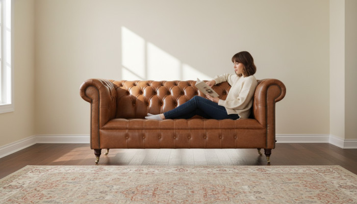 Canapé Chesterfield 3 places Canapé Tissu Canapés Canapé Trois Places Marron