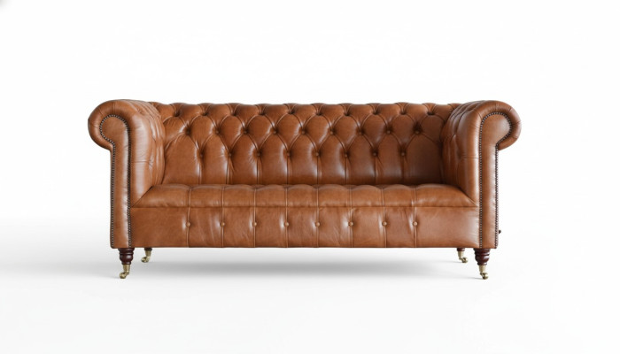 Canapé Chesterfield 3 places Canapé Tissu Canapés Canapé Trois Places Marron