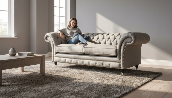 Canapé Chesterfield Canapé Mobilier de Bureau Trois Places Velours 230cm Marron