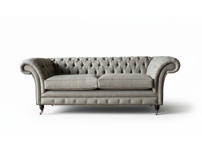 Canapé Chesterfield Canapé Mobilier de Bureau Trois Places Velours 230cm Marron