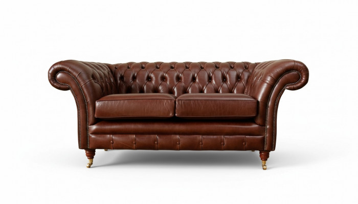 Chesterfield canapé rembourrage canapés en cuir Marron Deux places neuf
