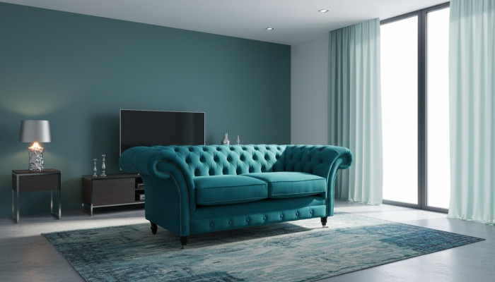 Chesterfield Canapé 2 Places Tissu d'ameublement Tissu Canapé Canapé neuf