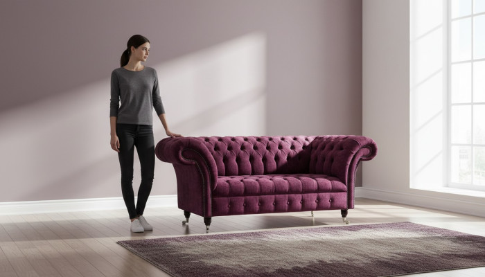 Canapé de luxe en textile Chesterfield Canapé Canapés Rembourrage 2 places Design rose