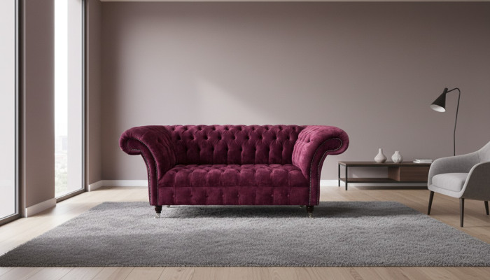 Canapé de luxe en textile Chesterfield Canapé Canapés Rembourrage 2 places Design rose