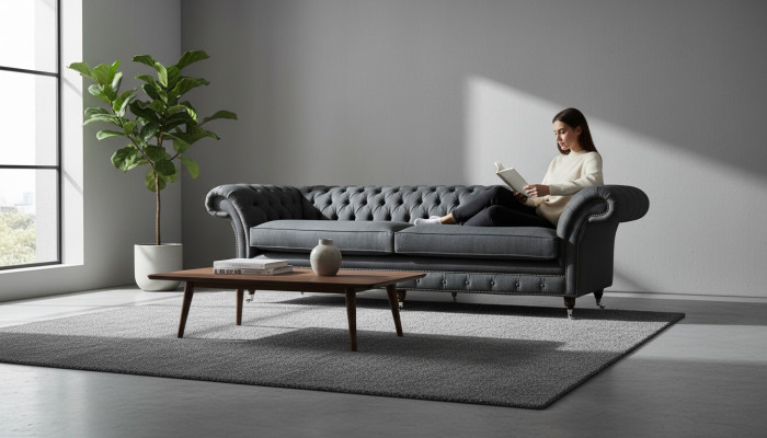 Canapé design 4 places Canapé en tissu classique Chesterfield