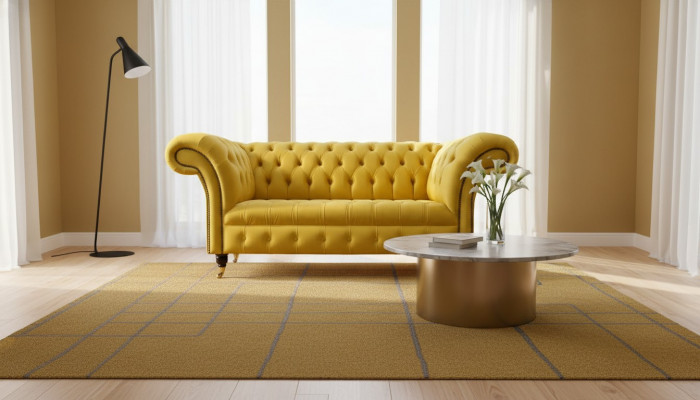 Canapé Chesterfield Chesterfield 2 places en tissu pour salon Canapé Jaune