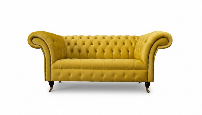 Canapé Chesterfield Chesterfield 2 places en tissu pour salon Canapé Jaune