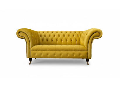 Canapé Chesterfield Chesterfield 2 places en tissu pour salon Canapé Jaune