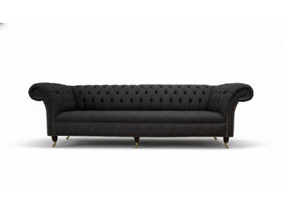 Canapé Chesterfield 4 places en tissu noir pour salon Design Canapé Rembourrage