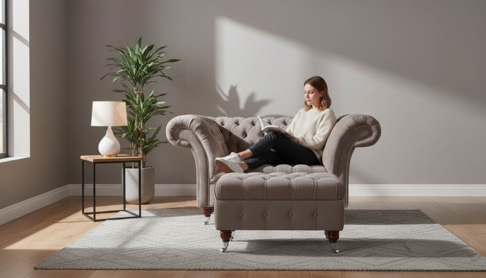 Canapé Chesterfield 1 place en tissu de luxe pour canapés Rembourrages neufs