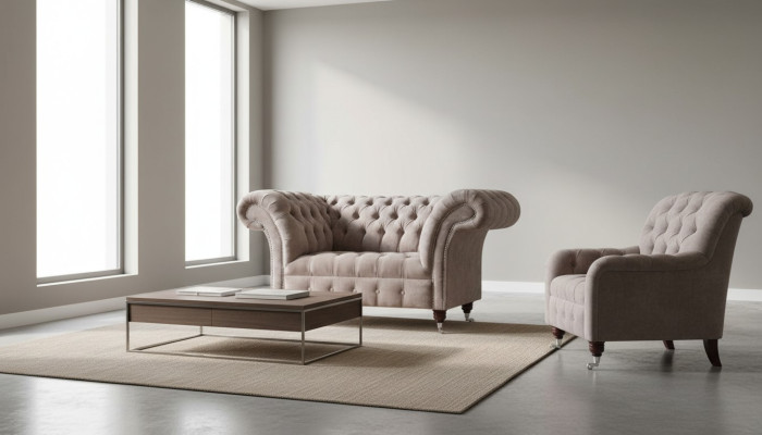 Canapé Chesterfield 1 place en tissu de luxe pour canapés Rembourrages neufs