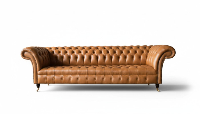 Canapé en cuir Chesterfield 4 places Canapés en cuir de luxe Revêtement en cuir Salon