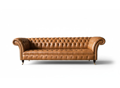 Canapé en cuir Chesterfield 4 places Canapés en cuir de luxe Revêtement en cuir Salon