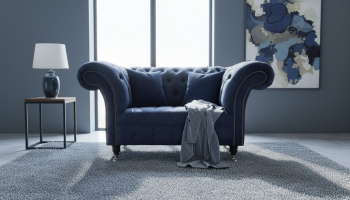 Chesterfield Sofa 1,5 places Canapés designer Canapé Tissu Tapisserie Textile