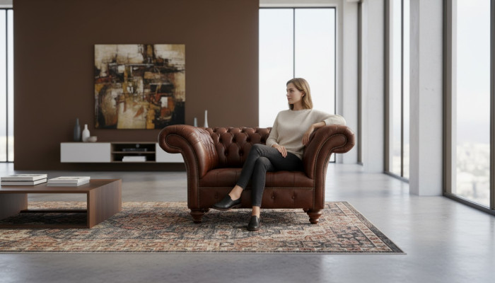 Canapé Chesterfield Salon Canapés Canapé Rembourrage Cuir Moderne 1,5 Places