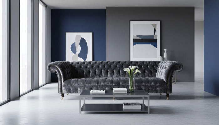 Canapé quatre places Canapés 4 places Textile Design moderne Tissu Polyester Gris