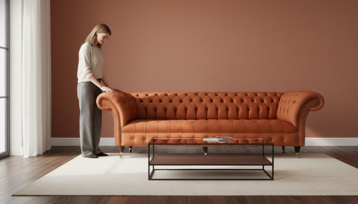 British Chesterfield Upholstery Luxury Sofa Design Couch Classic Sofa 4 Seater  Traduction en français : Canapé de luxe Chesterfield en tissu, design classique, 4 places
