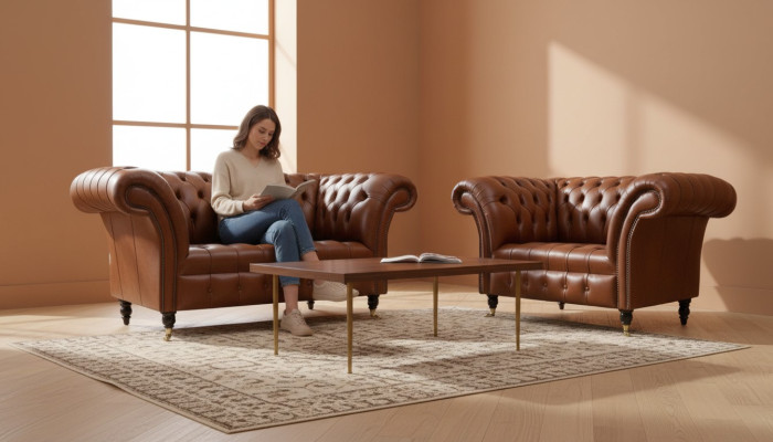 Canapé Chesterfield en tissu de design Fauteuil 1,5 places Canapé avec revêtement de salon