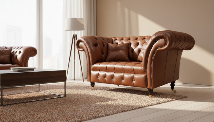 Canapé Chesterfield en tissu de design Fauteuil 1,5 places Canapé avec revêtement de salon