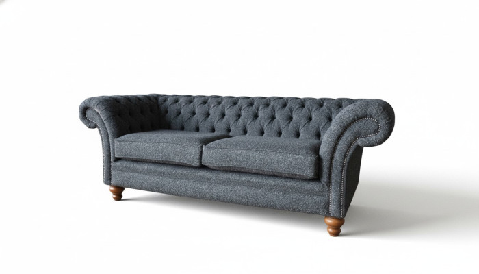 Canapé design en textile gris 3 places Chesterfield gris Sofas Rembourrés