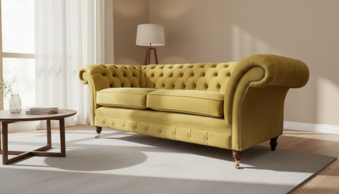 Chesterfield canapé de luxe trois places 3 places canapés tissu design canapé textile.