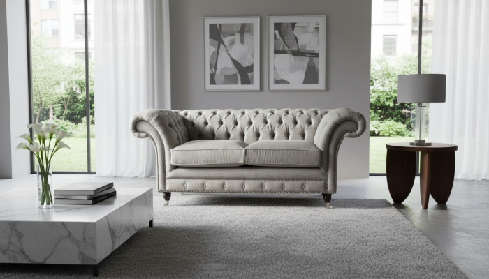 Canapé Chesterfield gris 2 places en bois Meubles Trois canapés 3 places neufs
