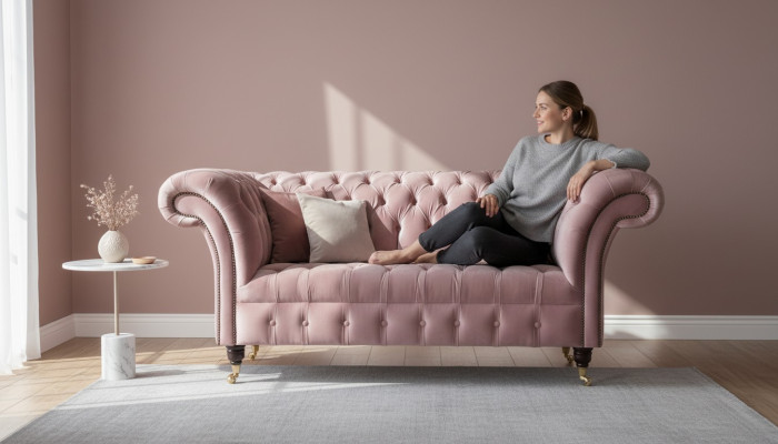 Canapé Chesterfield 2 places en tissu de siège rembourré Design de canapés