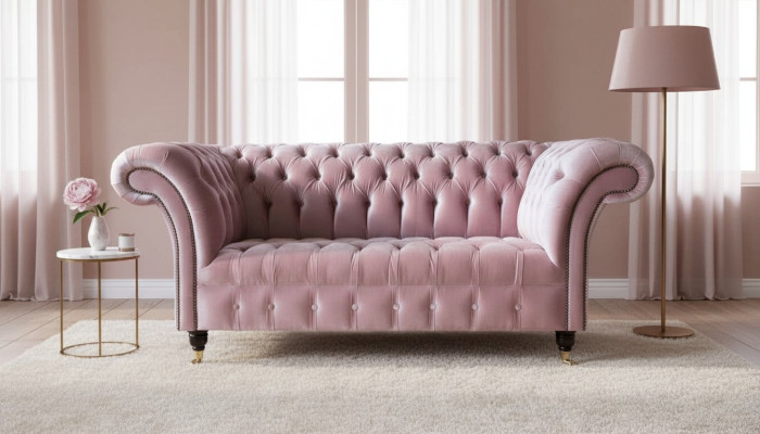 Canapé Chesterfield 2 places en tissu de siège rembourré Design de canapés