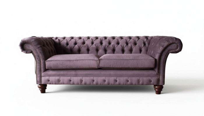 Canapé 3 places en tissu Chesterfield Violet pour salon